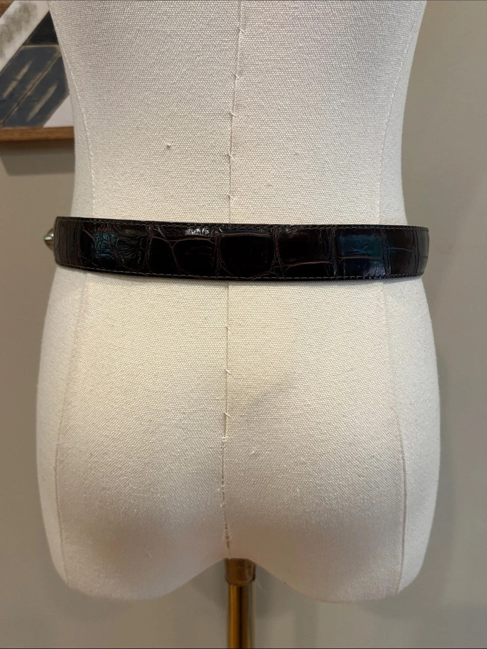 Vintage Brighton 90s Leather Elephant Safari Alligator Print Belt Medium *As-Is*